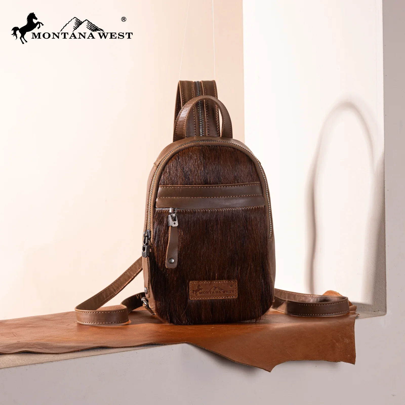 Montana West Genuine Hair On Cowhide Convertible Sling Backpack- Multiple Colors - Image 2