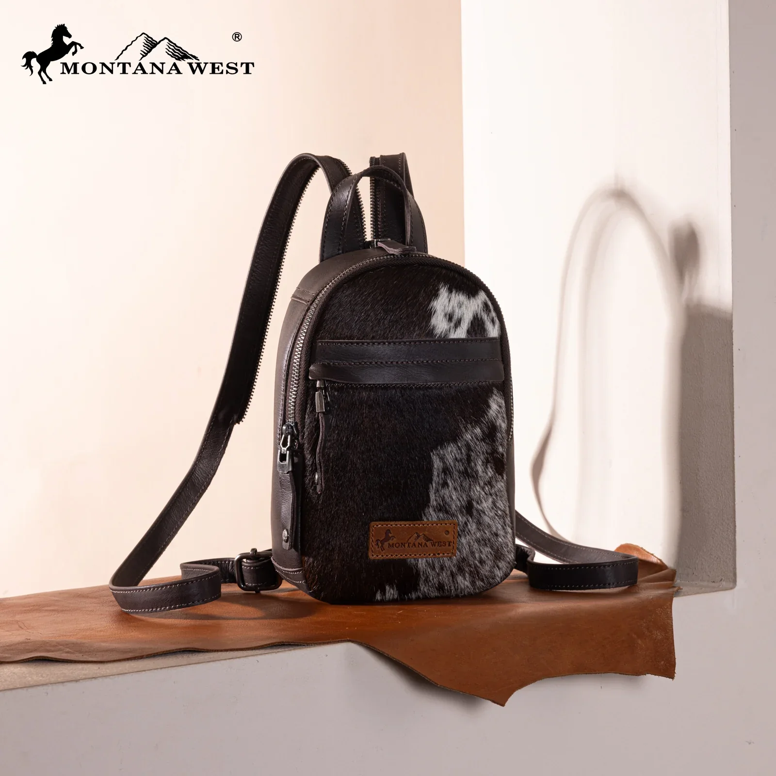 Montana West Genuine Hair On Cowhide Convertible Sling Backpack- Multiple Colors - Image 3