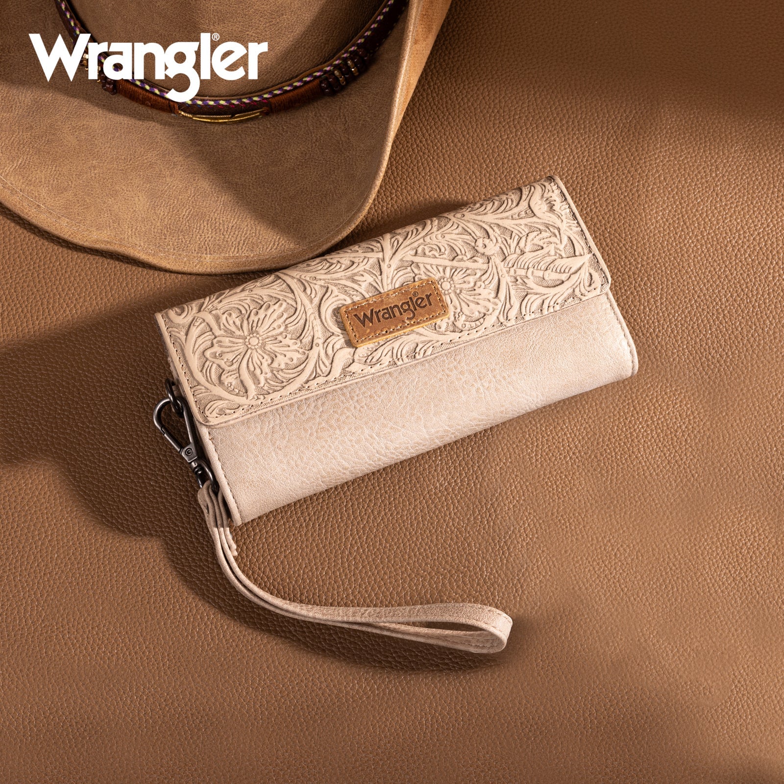 Wrangler Western Floral Tooled Trifold Wallet/Wristlet- Multiple Colors - Image 4