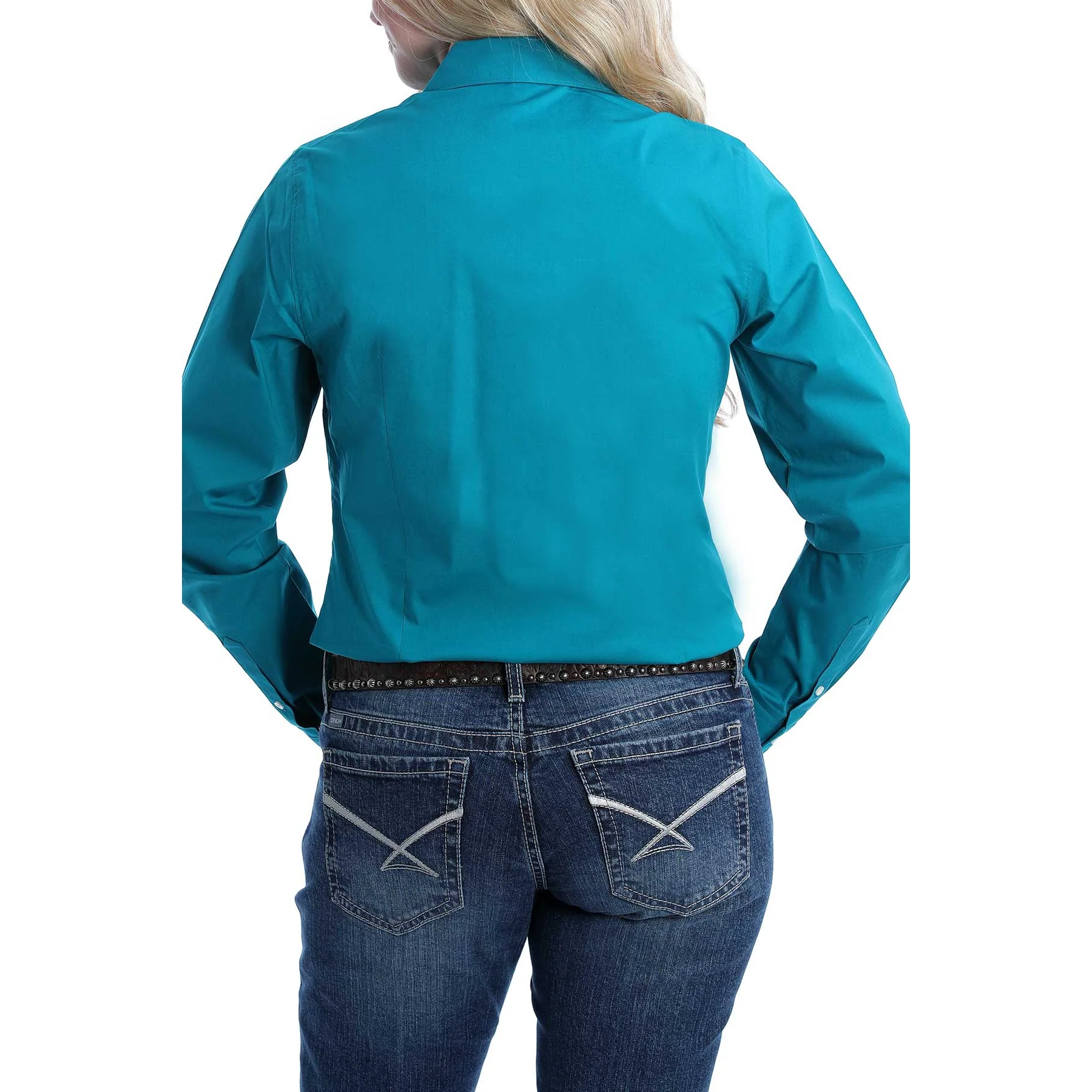 Cinch Women's Long Sleeve Shirt - Solid Teal - Image 2