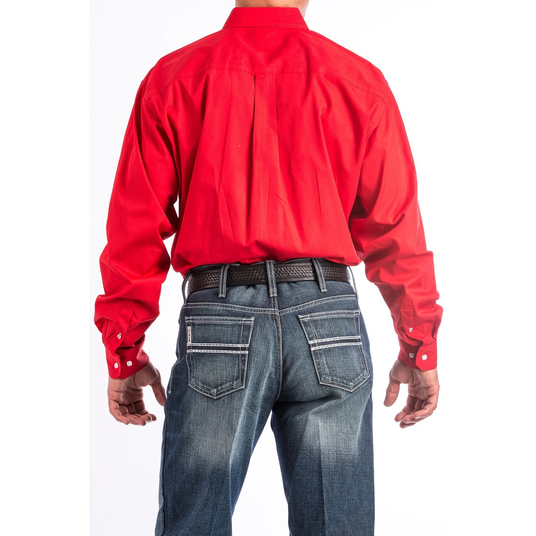 Cinch Classic Fit Long Sleeve Men's Cotton Shirt - Red - Image 2
