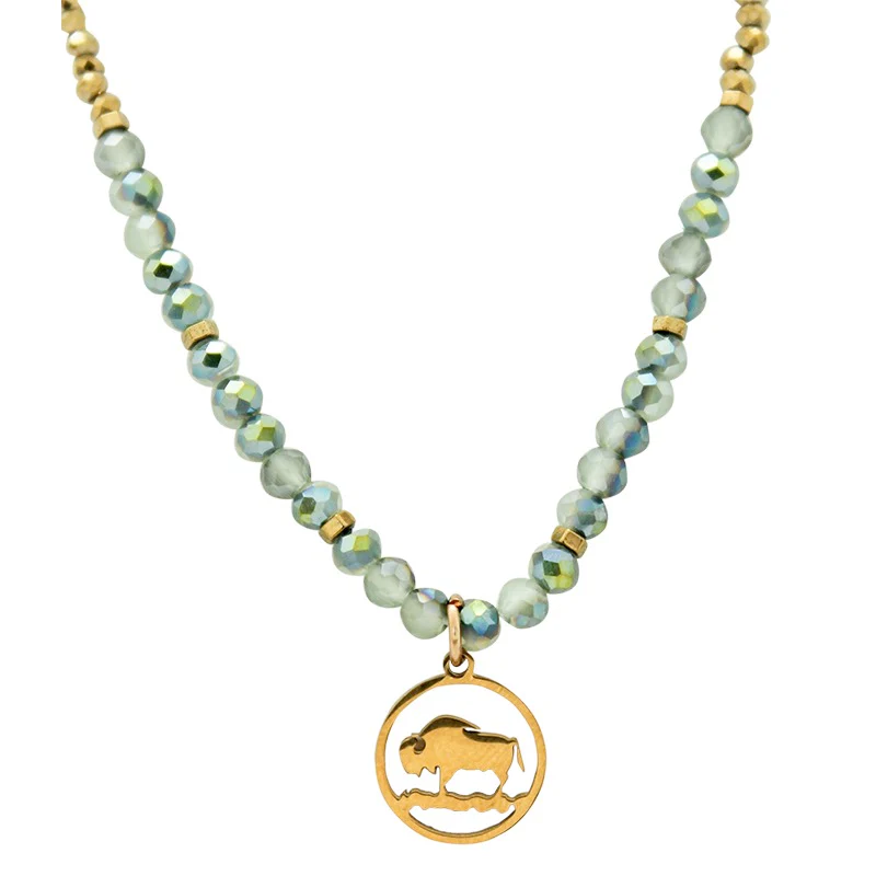 Necklace - Green Gold Buffalo