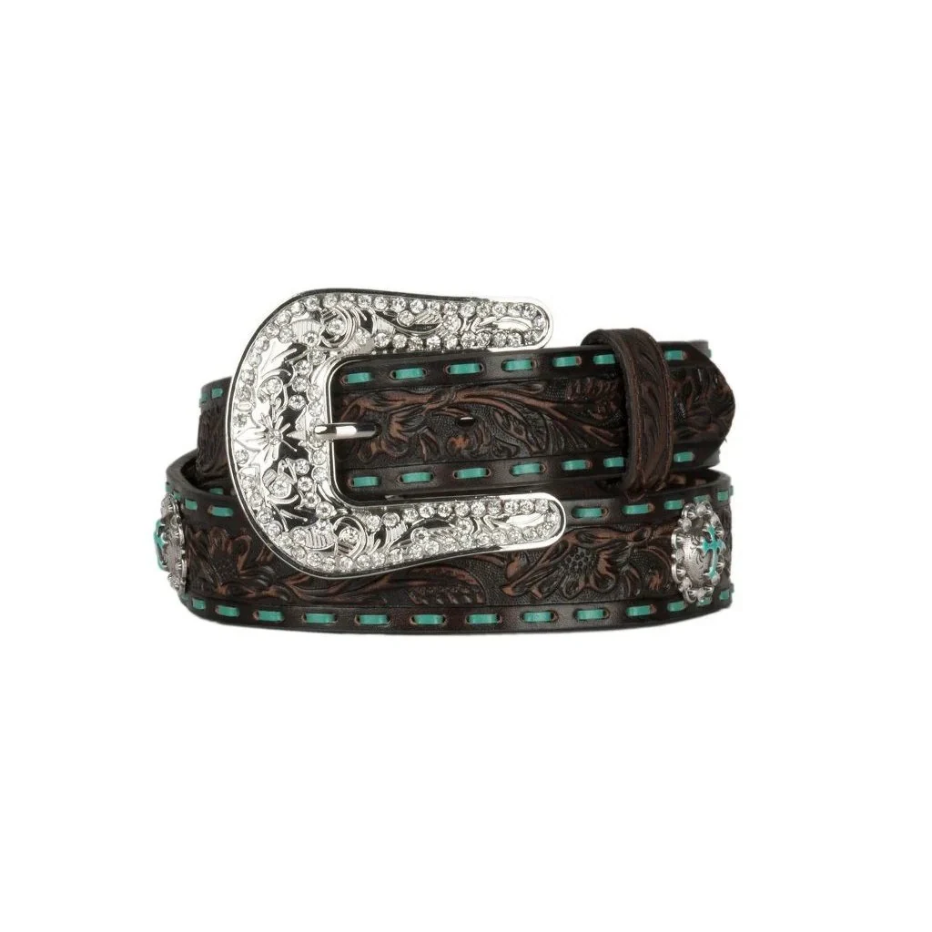 Nocona Women's Floral Embossed Buckstitched Belt - Brown