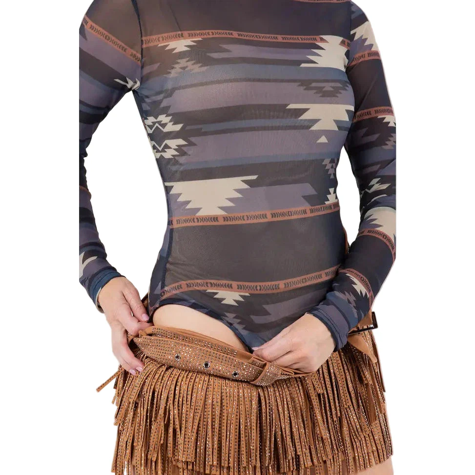 Nylon Apparel Women's Print Mock Neck Bodysuit - Assorted Colours - Image 8