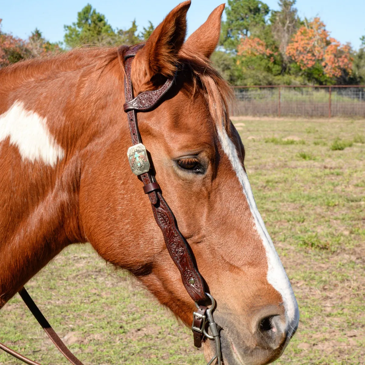 Reinsman Shaped Brow Great Oak 5/8" Single Ear Headstall - Image 2