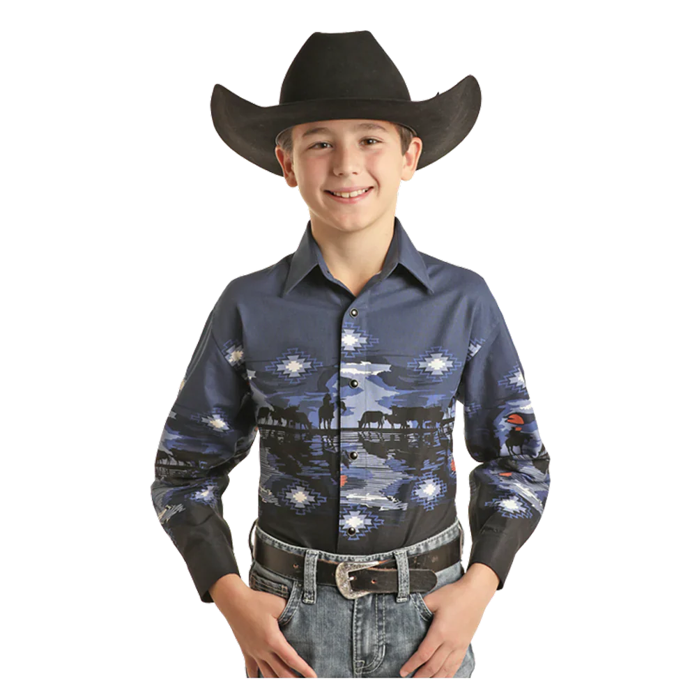 Panhandle Boy's Cowboy Border Snap Shirt
