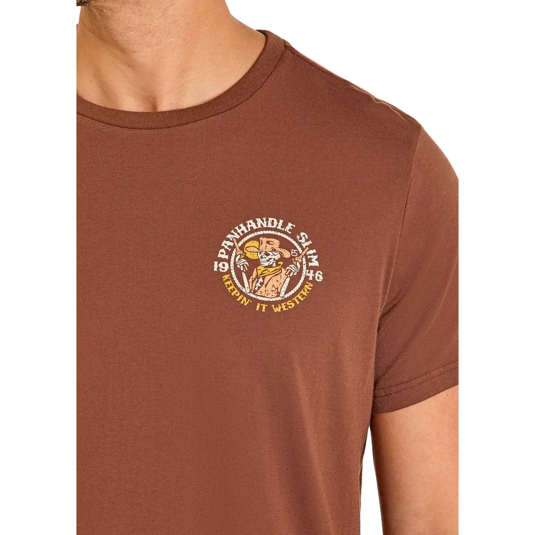 Panhandle Men's Short Sleeve Keepin' It Western Graphic Tee Shirt- Brown - Image 2