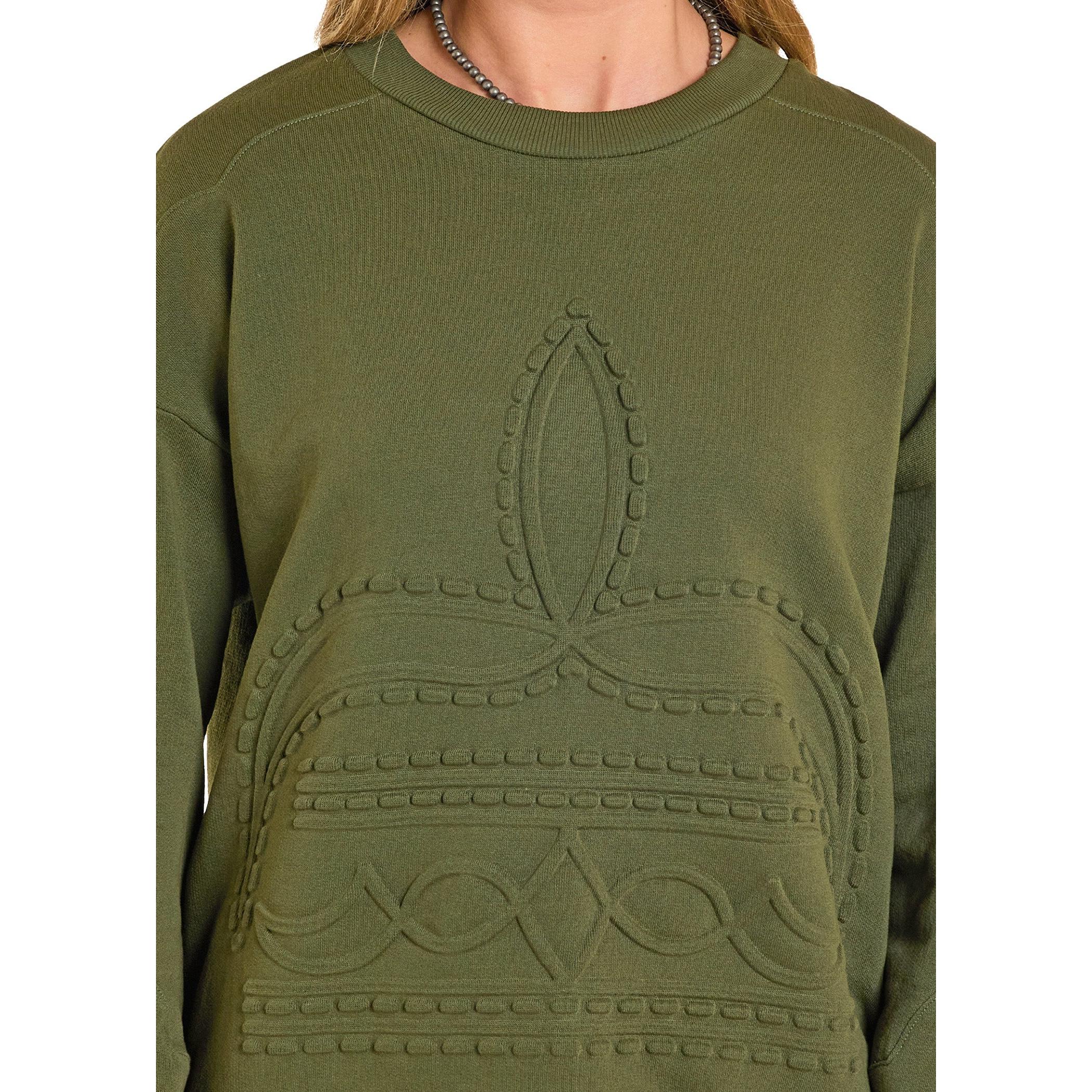 Panhandle Women's Embossed Boot Stitch Pullover Long Sleeve Sweater - Multiple Colours - Image 4