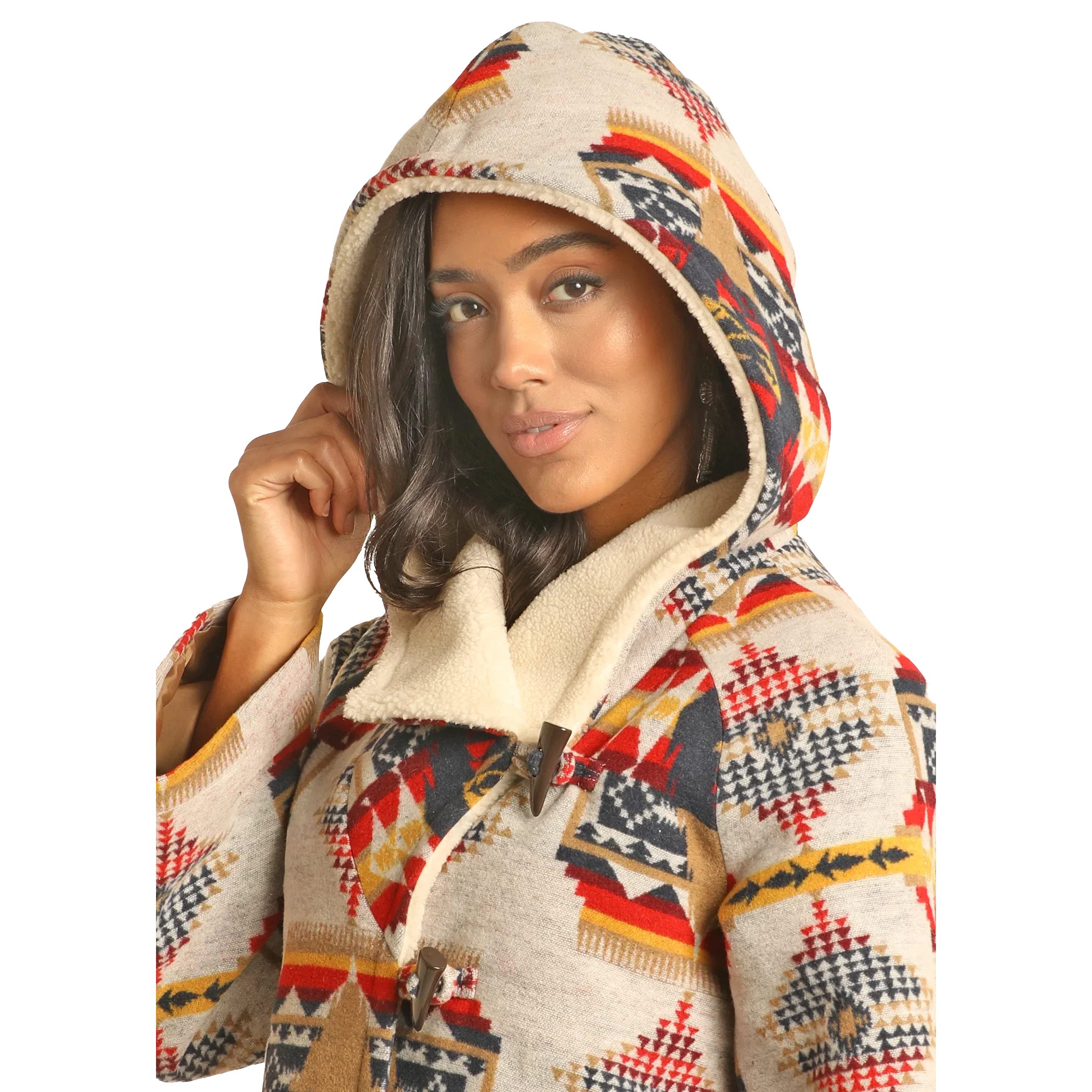 Panhandle Women's Long Sleeve Cropped Cape Coat- Natural - Image 3