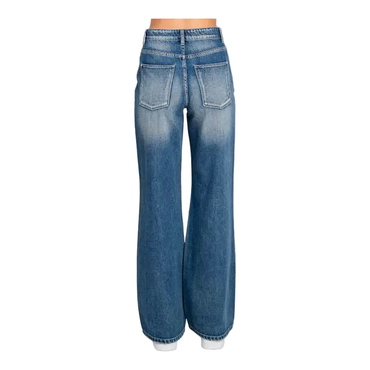 Petra153 Women's Distressed High Rise Rigid Vintage Flare Jeans - Medium Wash - Image 5