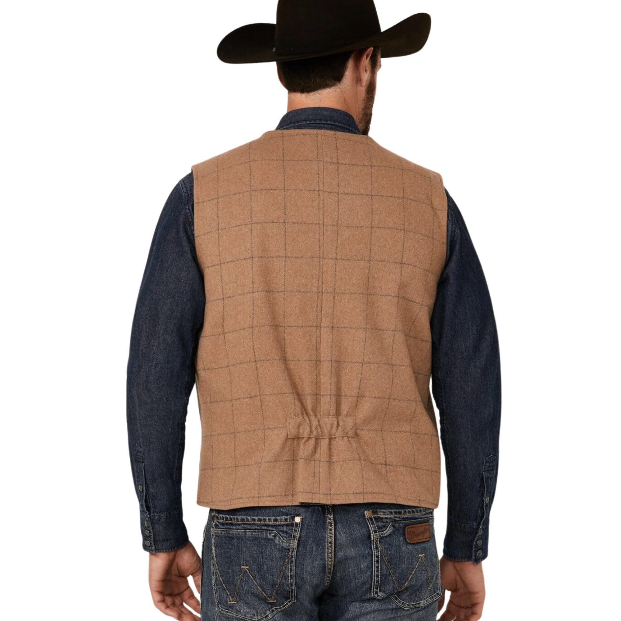 Powder River Men's Plaid Wool Vest - Tan - Image 3