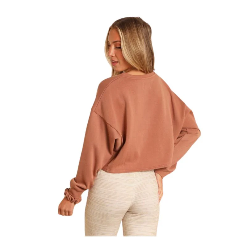 Rock & Roll  Women's Y'ALL Long Sleeve Graphic Pullover- Brown - Image 2