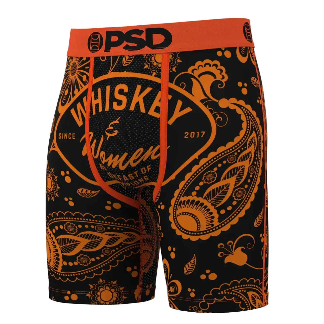 PSD Underwear Whiskey Bent - Whiskey & Women Standard Length Briefs - Orange/Black
