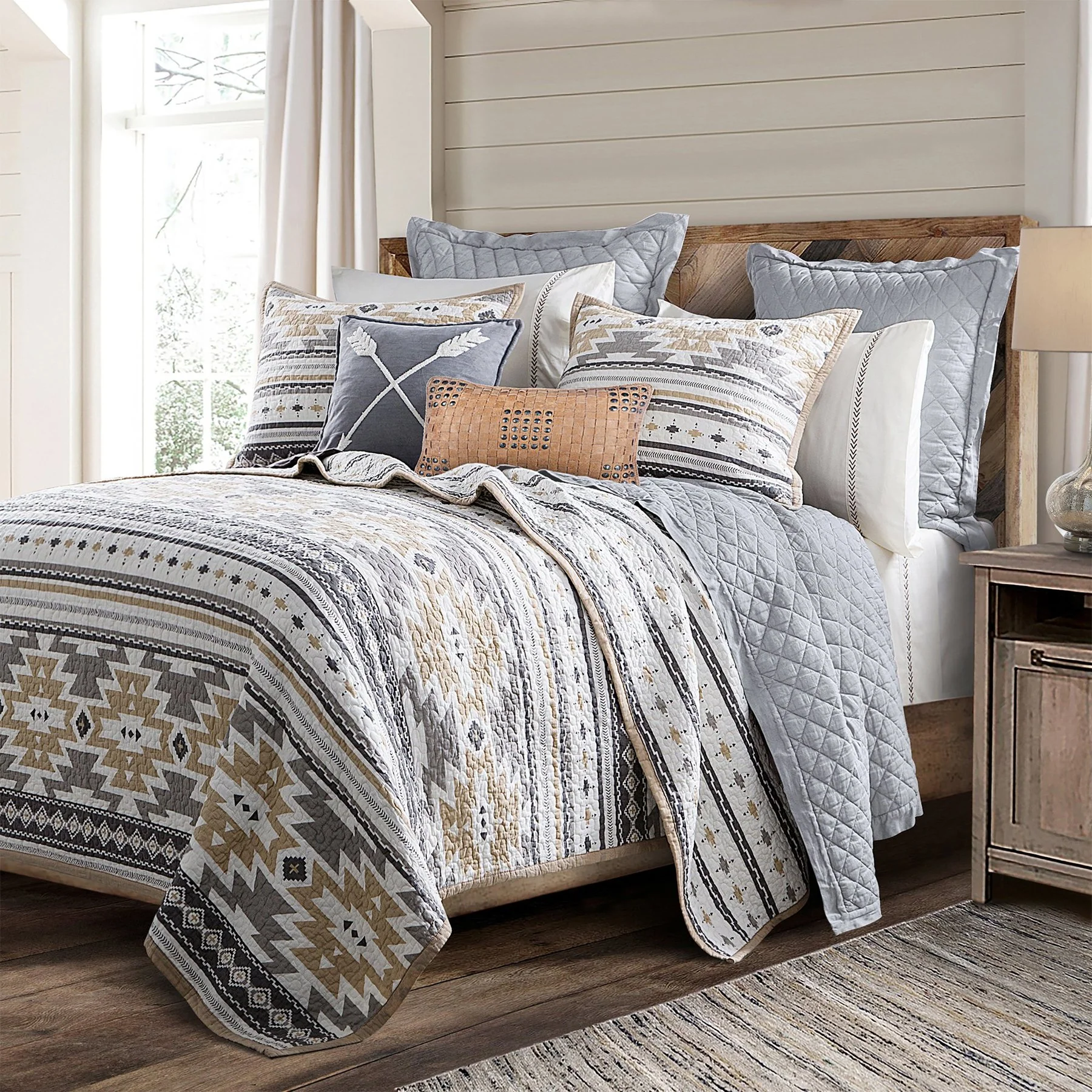 Desert Sage 3 PC Southwestern Quilt set - King