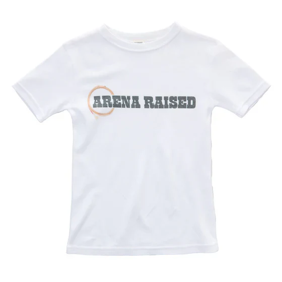 Ranch Raised Unisex Short Sleeve Arena Raised Barrel Tee Shirt-White
