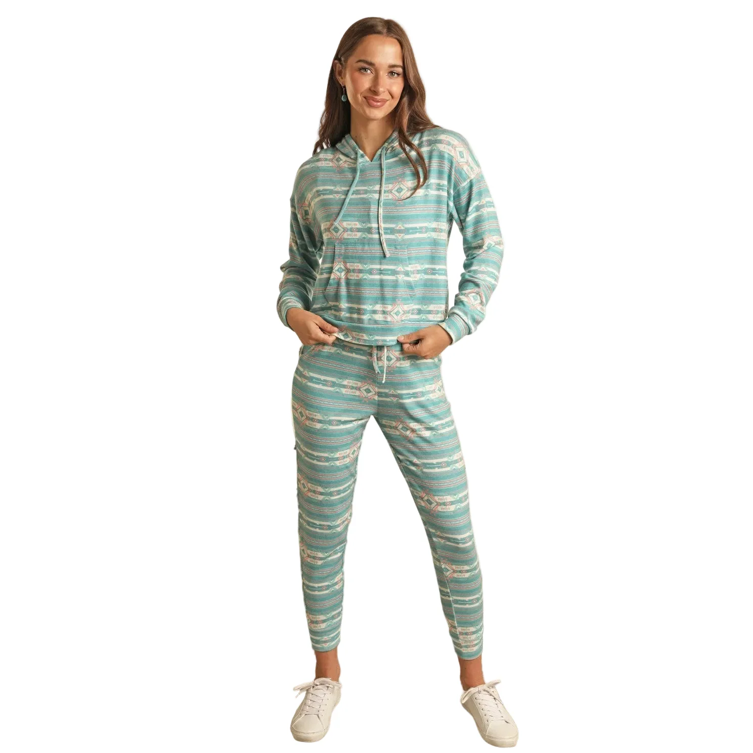 Range by RR Women's Aztec Print Joggers - Turquoise