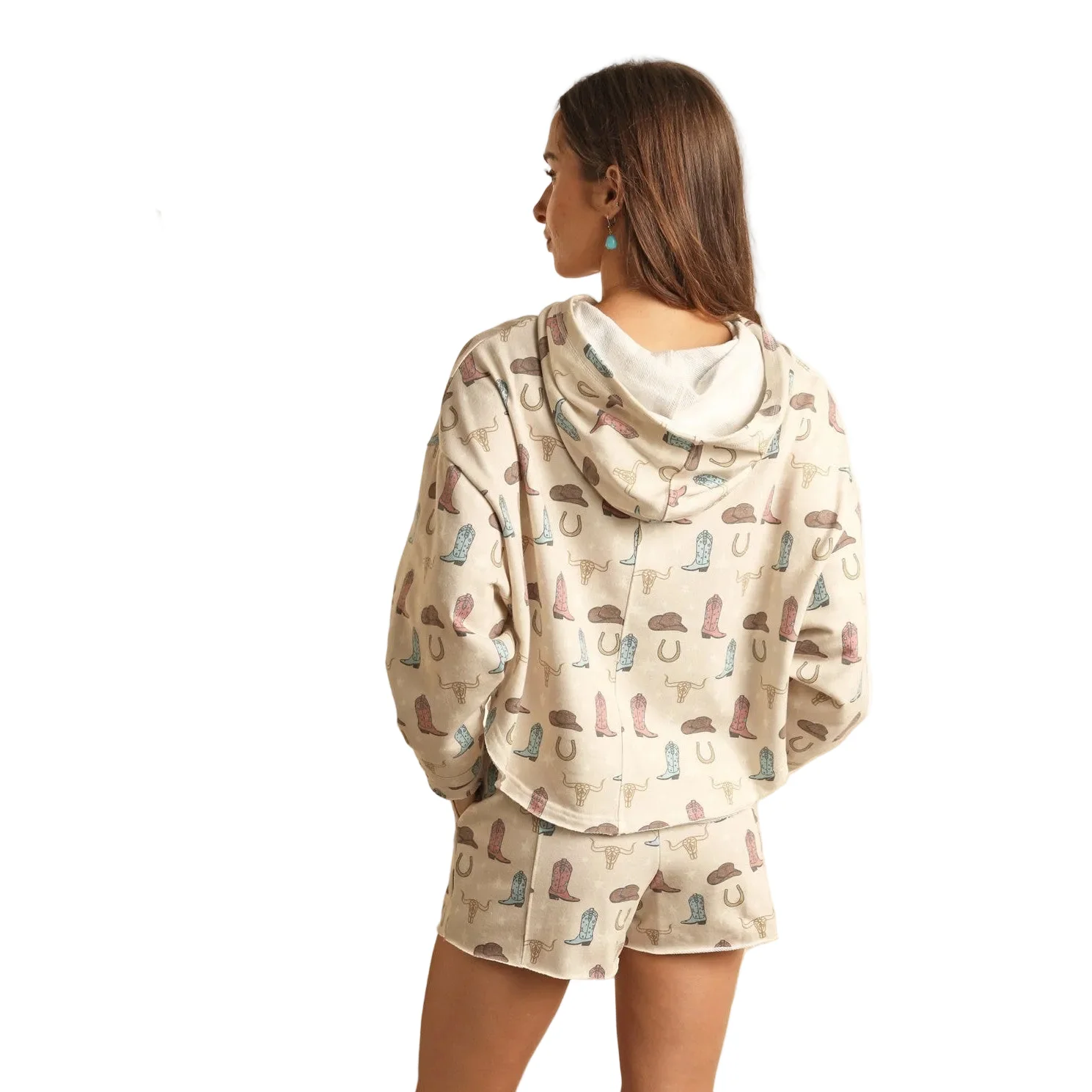 Range by RR Women's Cowgirl Print Oversized Hoodie - Cream - Image 2