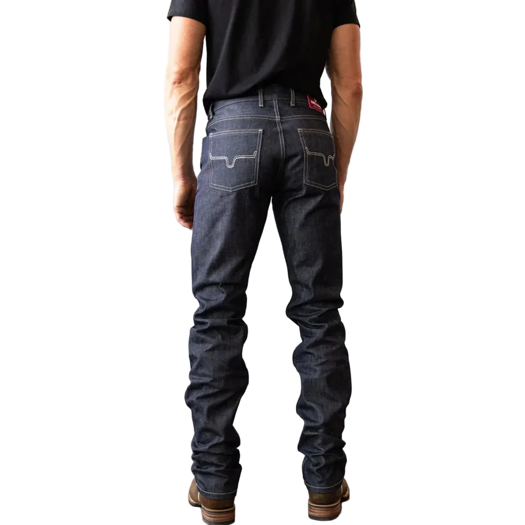 Kimes Men's Raw James Mid Low Rise Straight Bootcut Jeans - Blue - Image 2