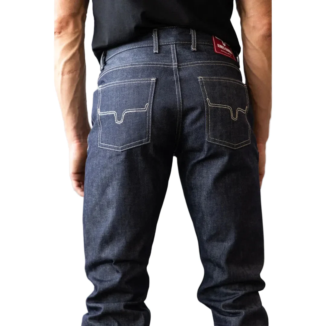 Kimes Men's Raw James Mid Low Rise Straight Bootcut Jeans - Blue - Image 3