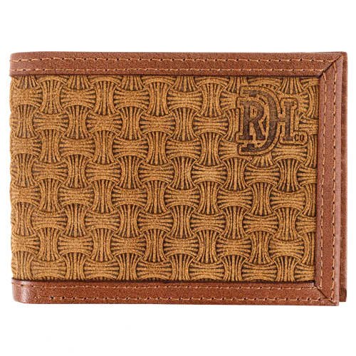 Red Dirt Bifold Wallet with Roughout Basketweave- Tan