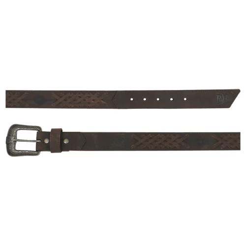 Red Dirt Hat Co Men's Tooled Belt with Ivory Underlay