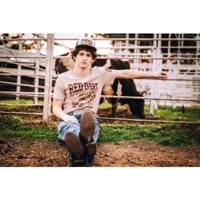 Red Dirt Hat Co. Unisex Rodeo Ready T-Shirt - Heather Tan - Image 2