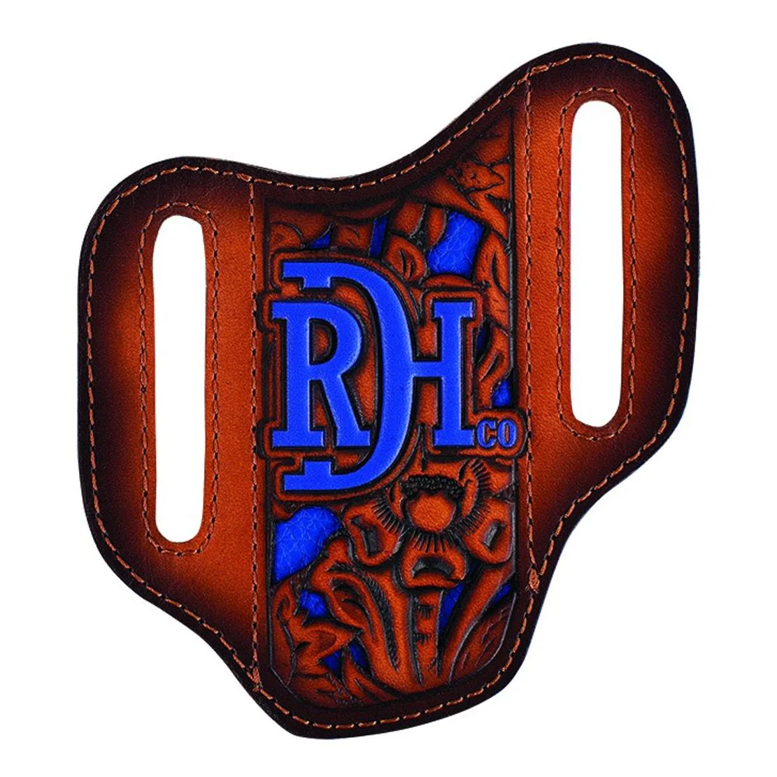 Red Dirt Hat Co Unisex Tooled Pancake Knife Sheath - Brown/Blue