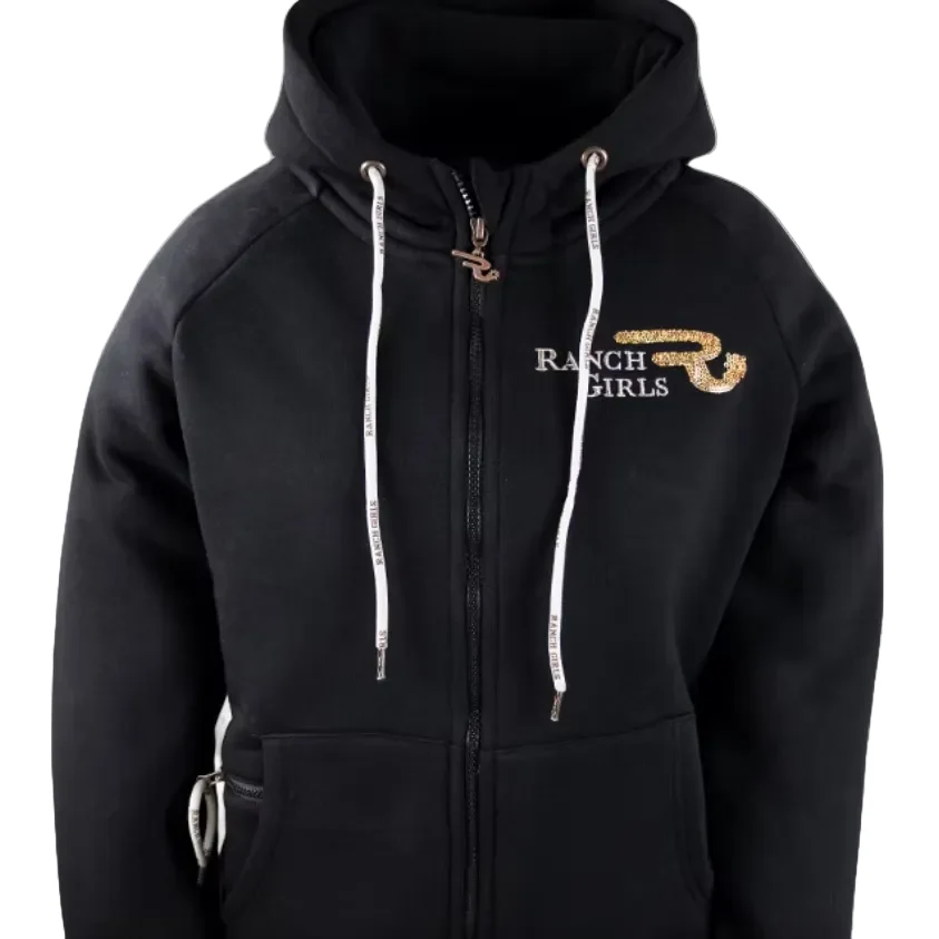 RG Women's Shiny Hooded Sweatshirt Jacket - Black