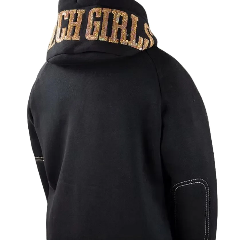 RG Women's Shiny Hooded Sweatshirt Jacket - Black - Image 2