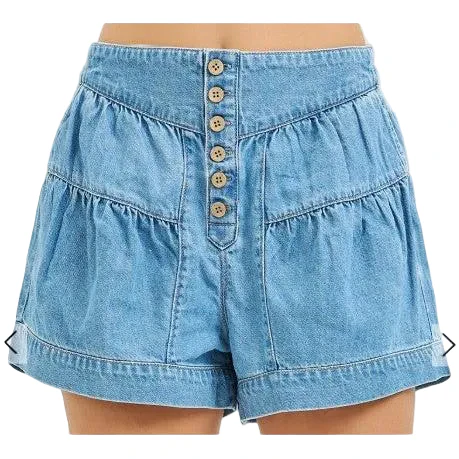 Risen Women's Elastic Band Slouchy w/ Shirred Detail Shorts - Medium