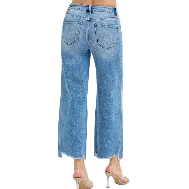 Risen Women's High Rise Crop Wide Jeans - Medium - Image 2
