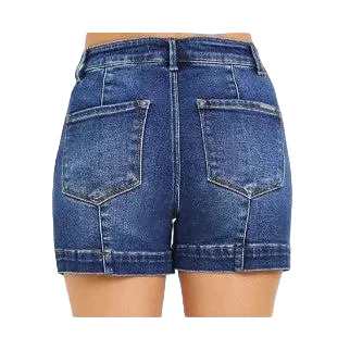 Risen Women's High Rise Featuring Decorative Seam Details Shorts - Dark - Image 2