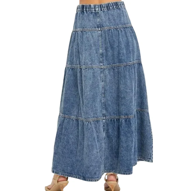 Risen Women's High Rise Ruffle Long Skirt - Medium - Image 2
