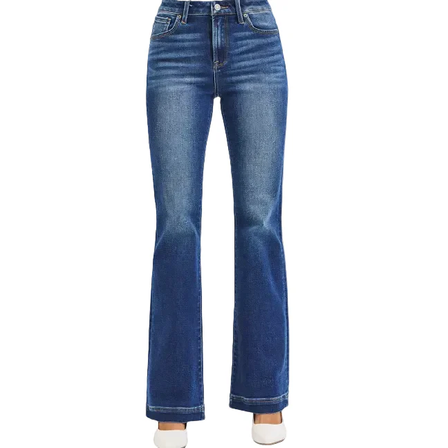 Risen Women's Low Rise Flare Jeans - Deep Blue