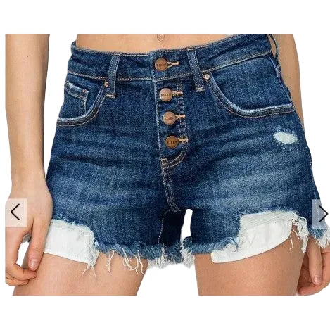 Risen Women's Mid Rise Button Down Shorts - Dark