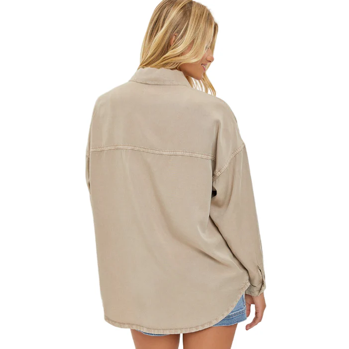 Risen Women's Oversized Tencel Shirt - Taupe - Image 2