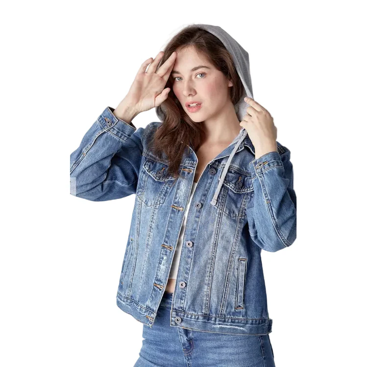 Risen Women's Relaxed Vintage Jacket with Hoodie - Medium
