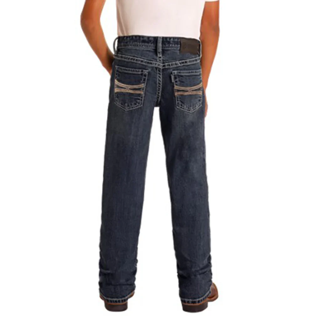 Rock & Roll Boy's Hooey Regular Fit Bootcut Jeans-Dark Wash - Image 2