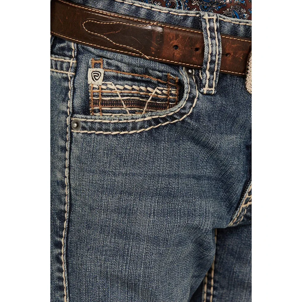 Rock & Roll Boy's Leather Emblem Bootcut Jeans - Medium Vintage - Image 4