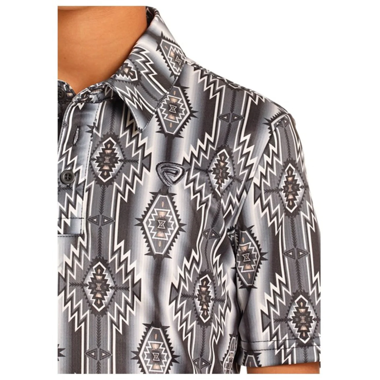 Rock & Roll Boy's Printed Polo Short Sleeve Shirt - Black - Image 2