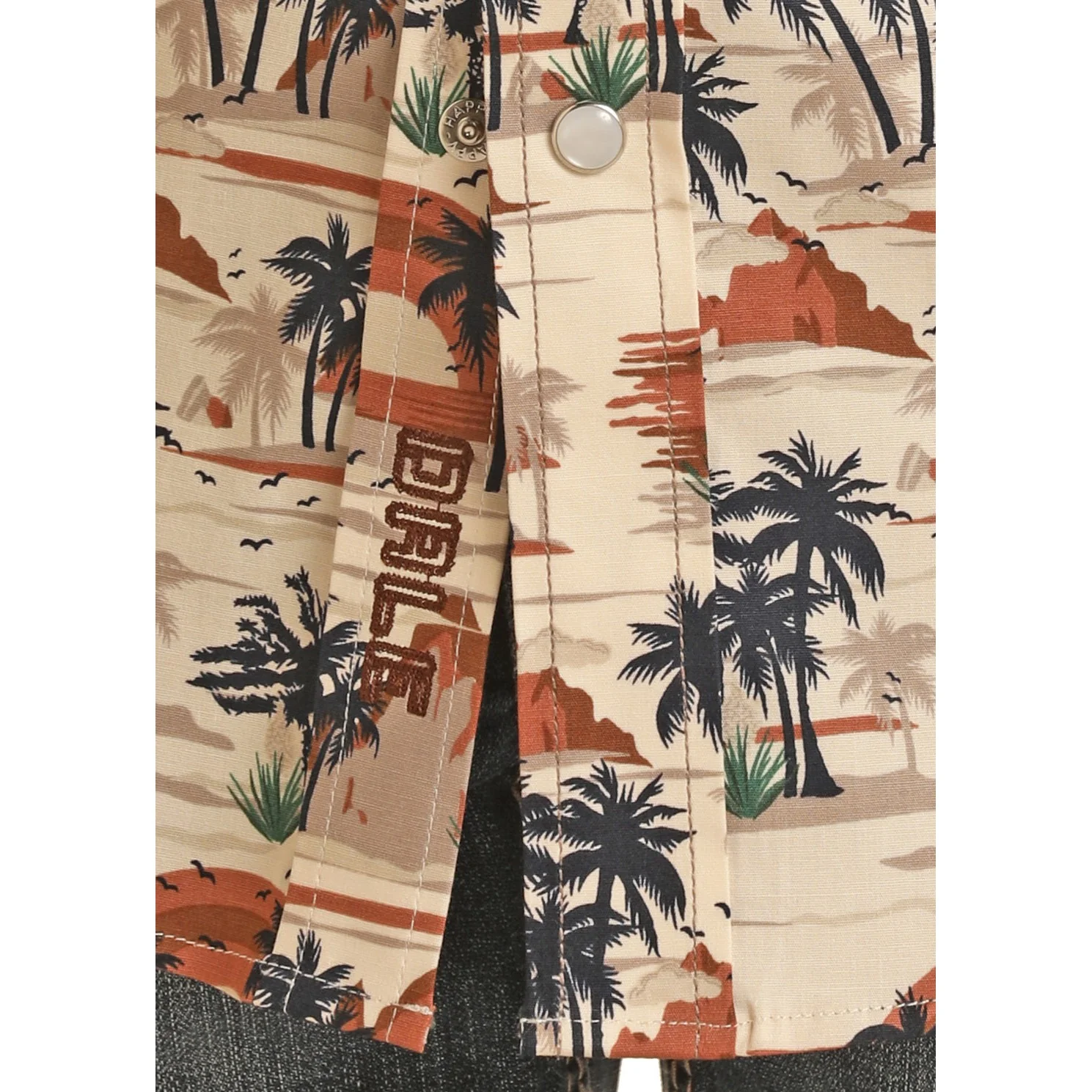 Rock & Roll Boy's Long Sleeve 2 Pocket Vacation Snap Shirt - Orange - Image 2