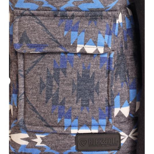 Rock & Roll Boy's Melange Printed Puffer Vest- blue - Image 3