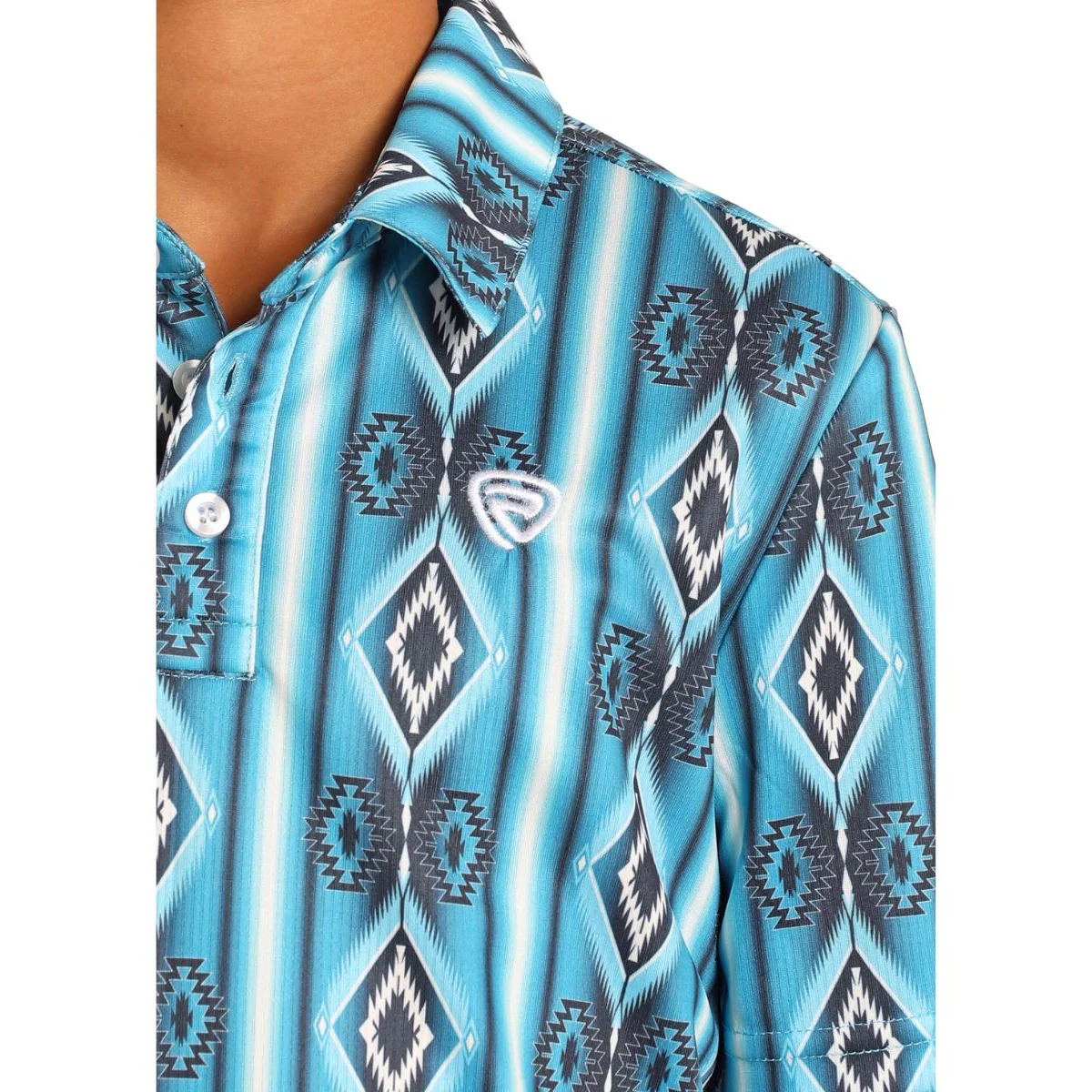 Rock & Roll Boy's Printed Polo Short Sleeve Shirt - Blue - Image 2