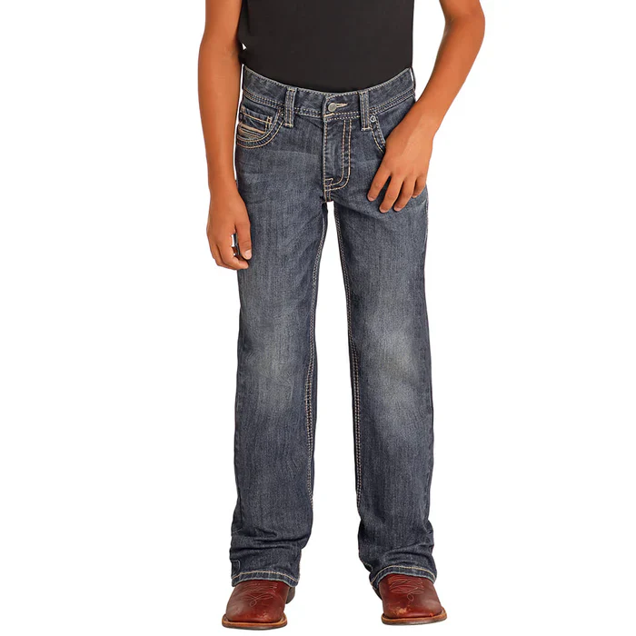 Rock & Roll Boy's Straight Rope Bootcut Jeans - Dark Vintage - Image 2