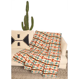 Rock & Roll Denim Printed Berber Blanket - Natural