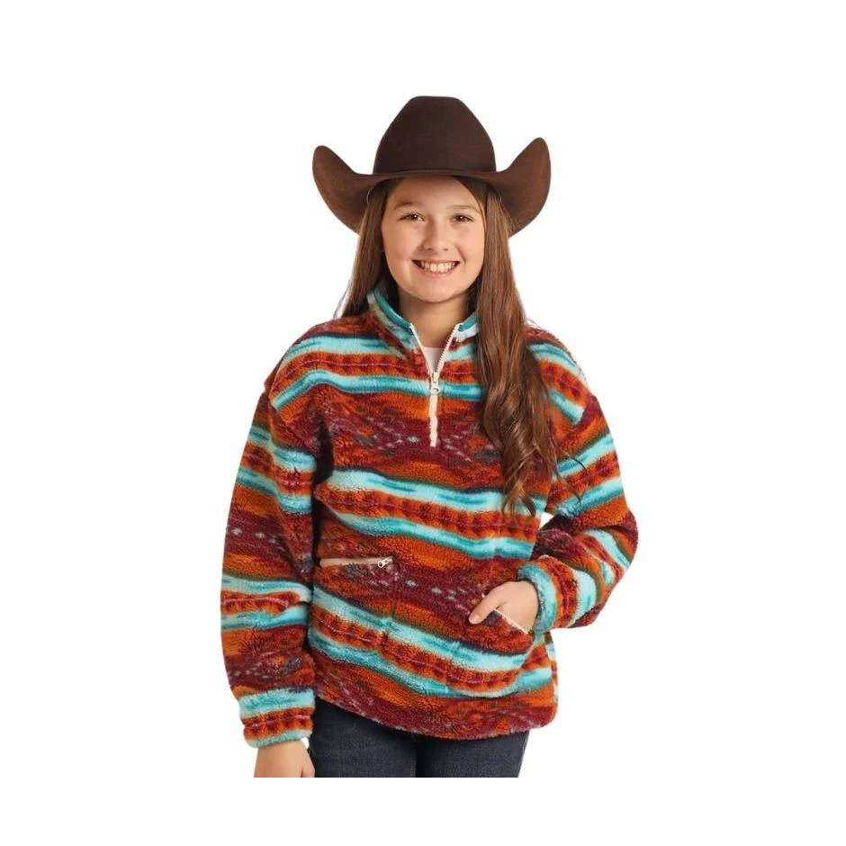 Rock & Roll Girl's Aztec Print Sherpa - Teal