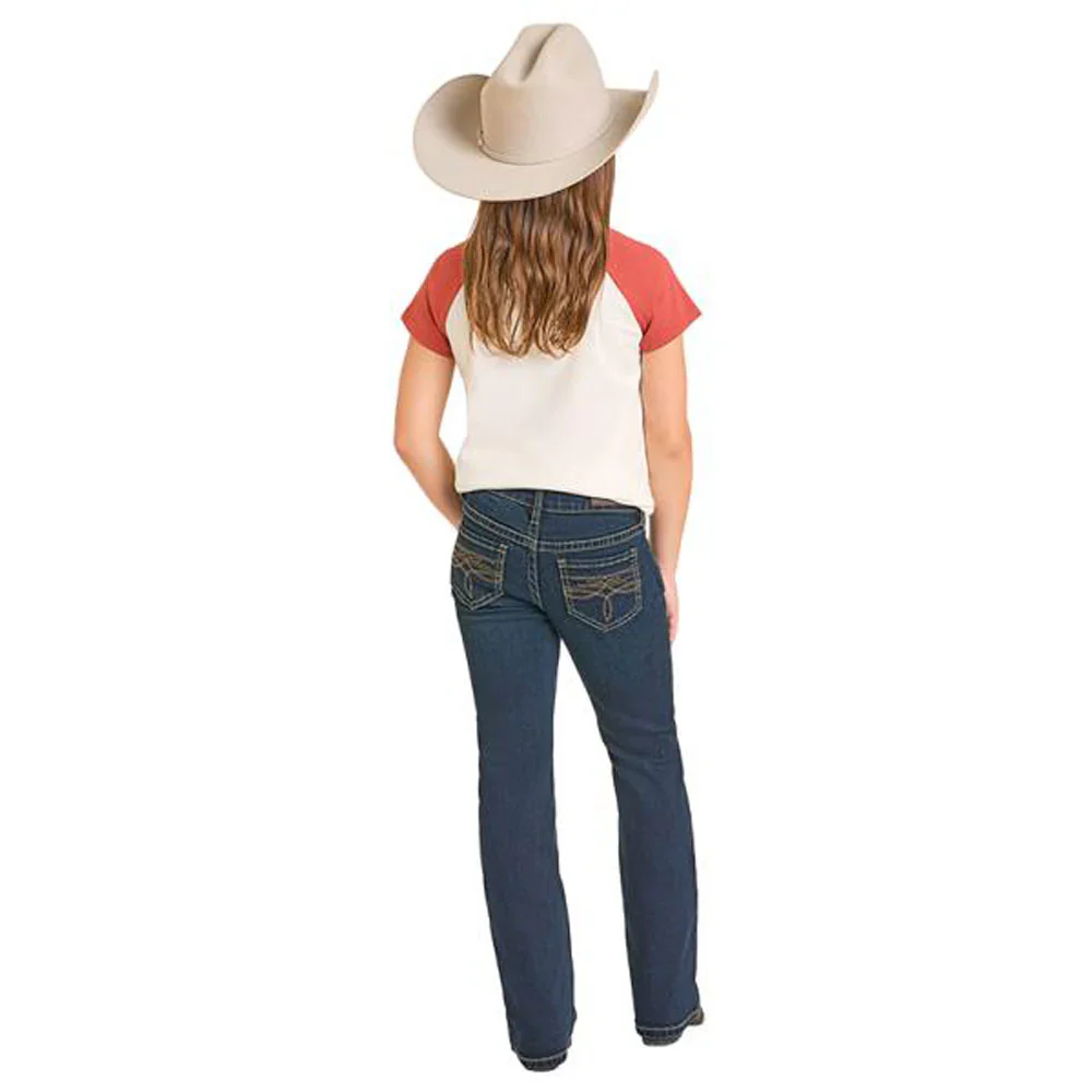 Rock & Roll Girl's Boot Stitch Bootcut Jean - Dark Vintage - Image 2
