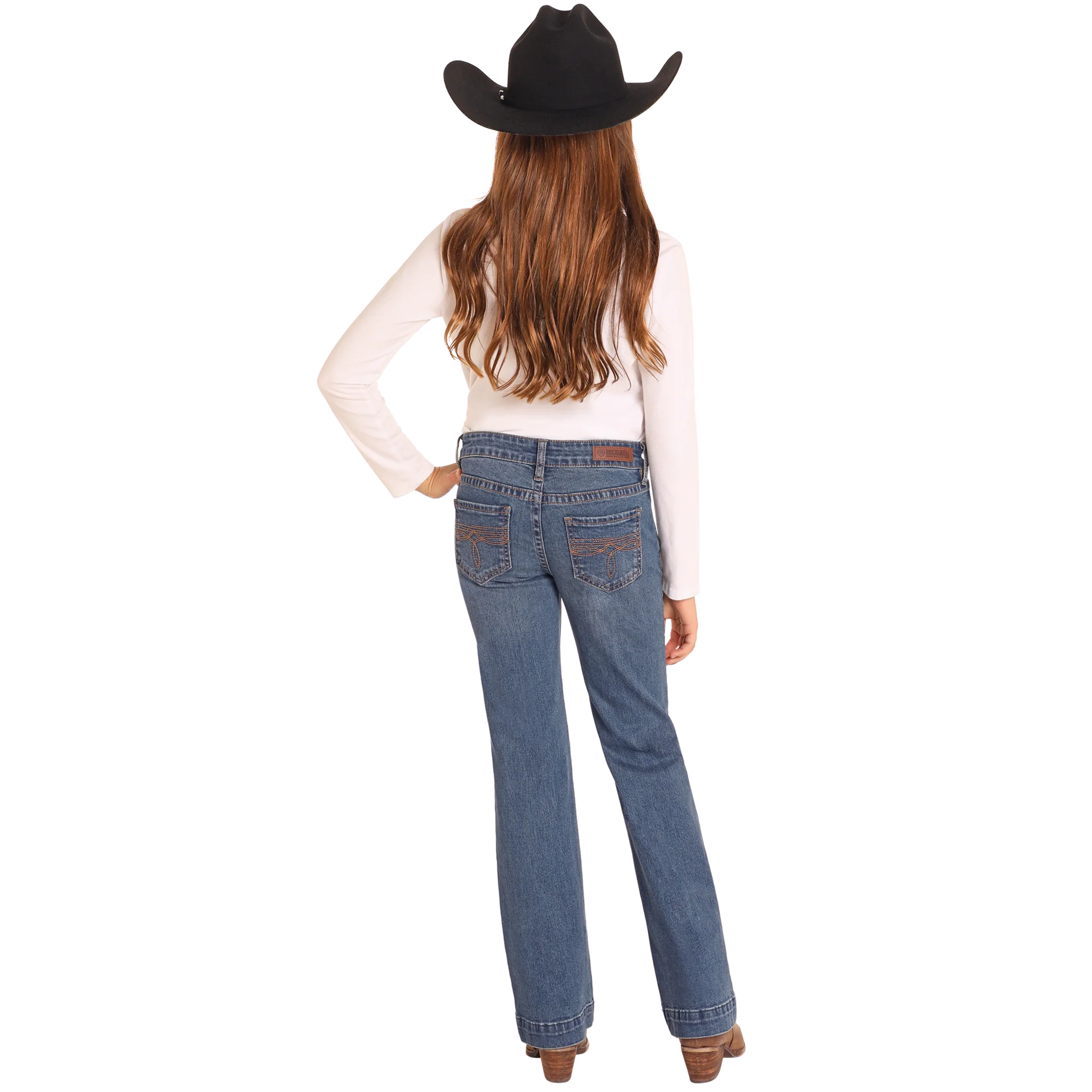 Rock & Roll  Girl's Boot Stitch Trouser-Medium Vintage Wash - Image 2