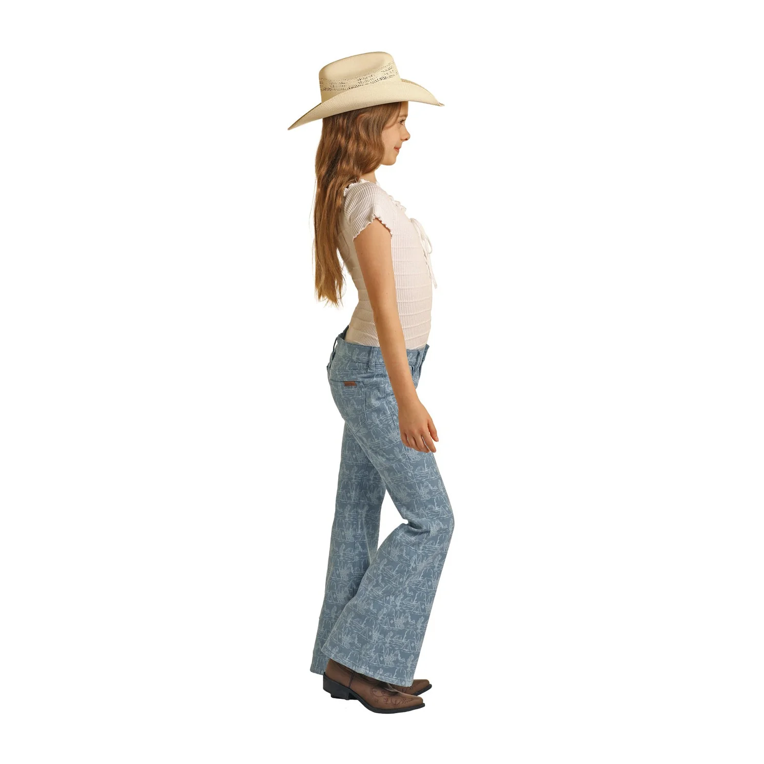 Rock & Roll Girl's Button Flare Jeans - Blue - Image 2