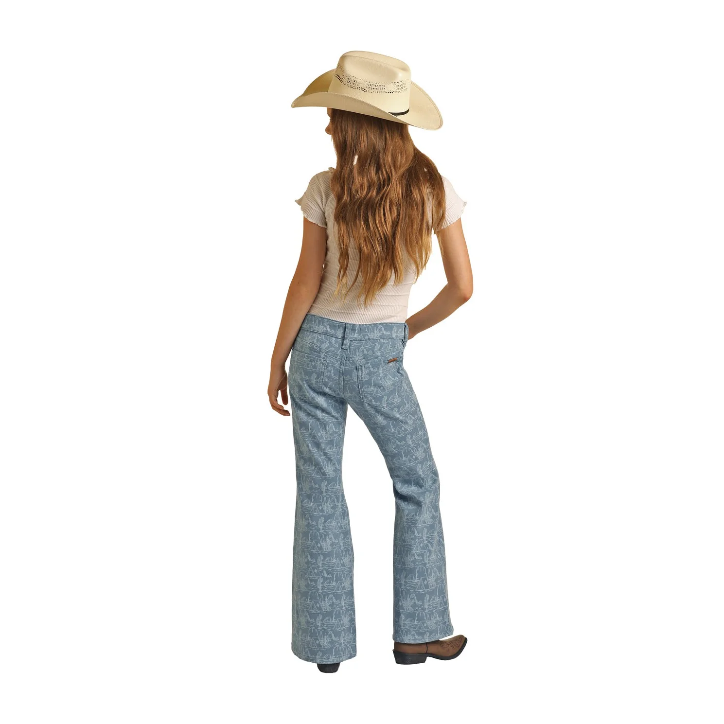 Rock & Roll Girl's Button Flare Jeans - Blue - Image 3